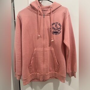 Stay Salty Peach Pink Zip-Up Hoodie for Youth EUC